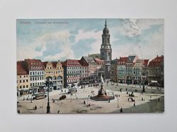Äldre vykort Dresden. Altmarkt mit Kreuzkirche