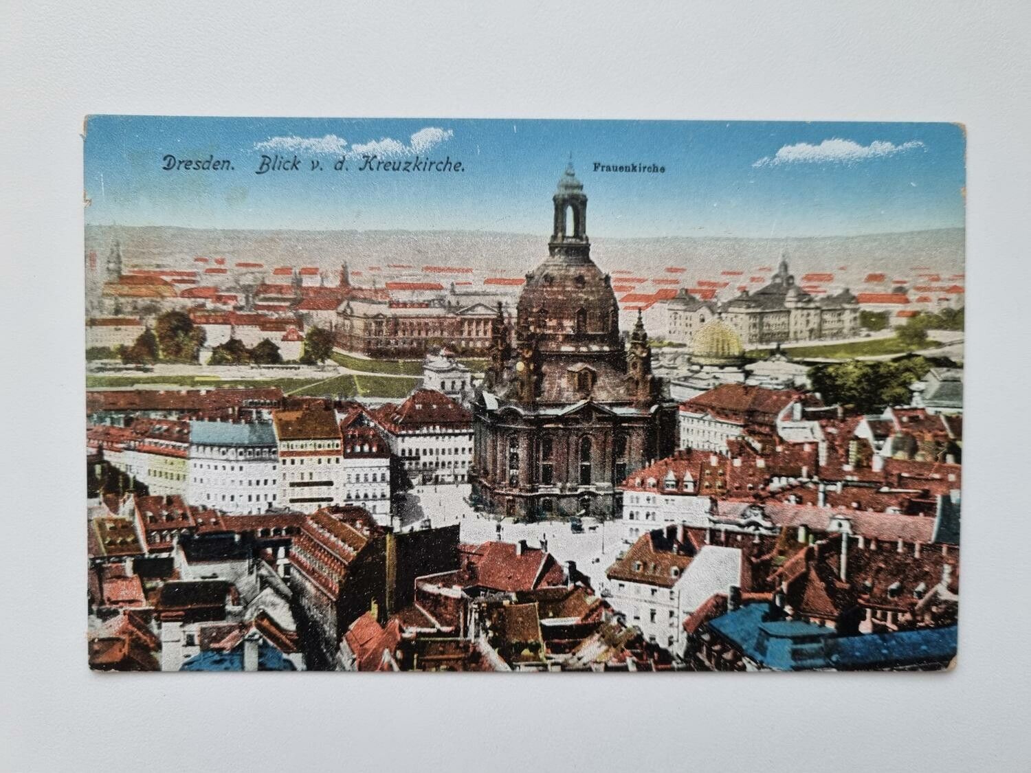 Äldre vykort Dresden. Blick v. d. Kreuzkirche.