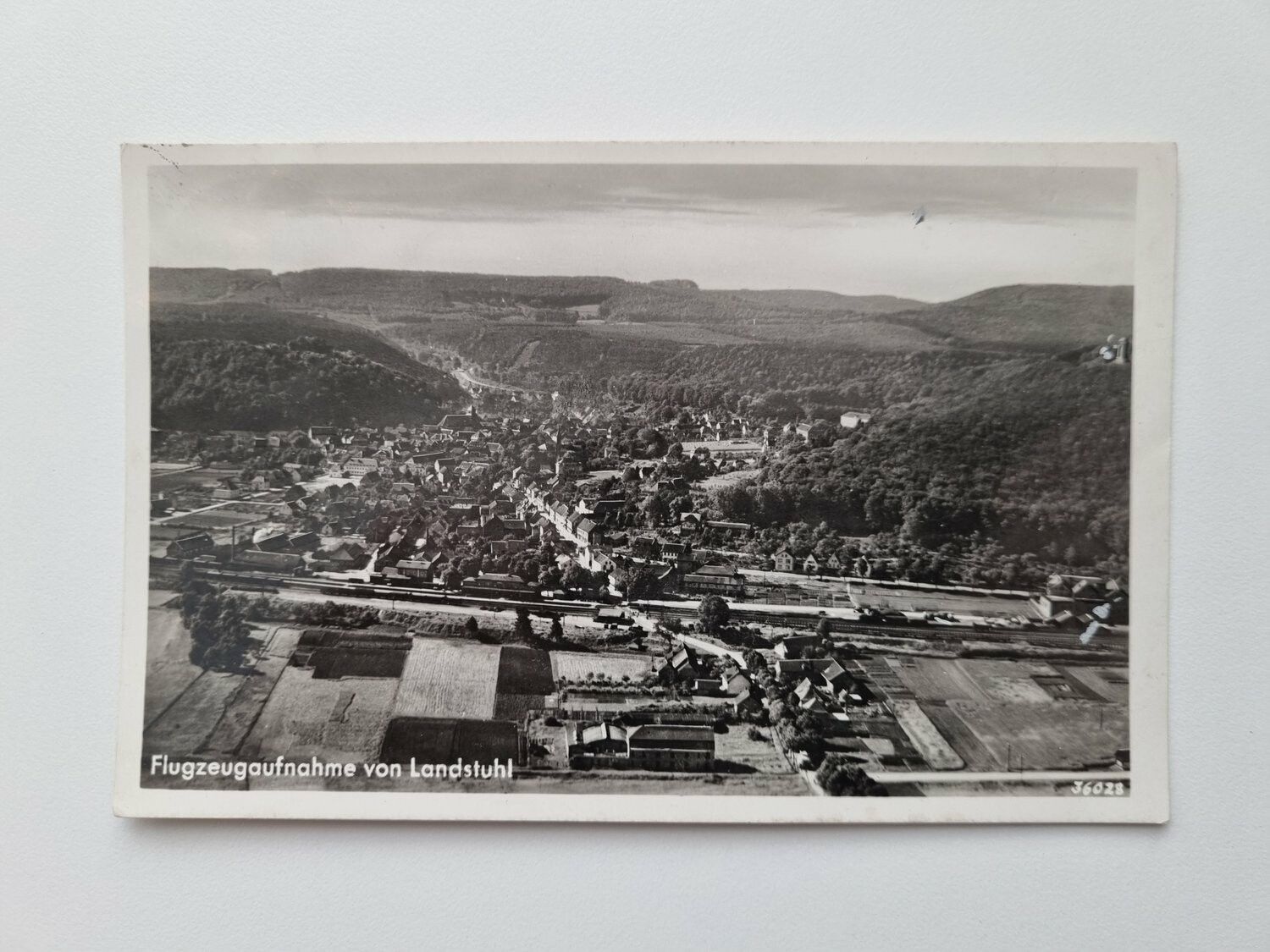 Äldre vykort Flugzeugaufnahme von Landstuhl