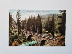 Äldre vykort Frankenwald. Höllental. Eisenbahnbrücke