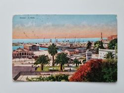 Äldre vykort Genova Il Porto.