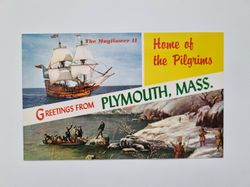 Äldre vykort GREETINGS FROM PLYMOUTH, MASS