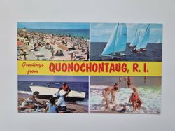 Äldre vykort Greetings from QUONOCHONTAUG, R. I.