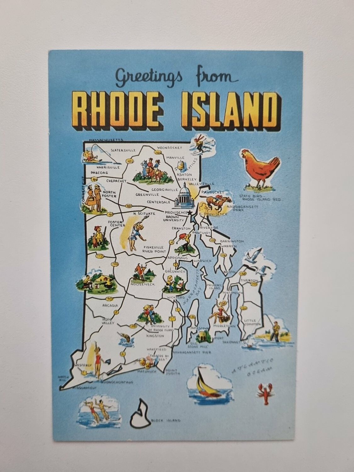 Äldre vykort Greetings from RHODE ISLAND