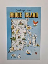 Äldre vykort Greetings from RHODE ISLAND