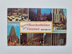 Äldre vykort Greetings from Rockefeller Center NEW YORK CITY