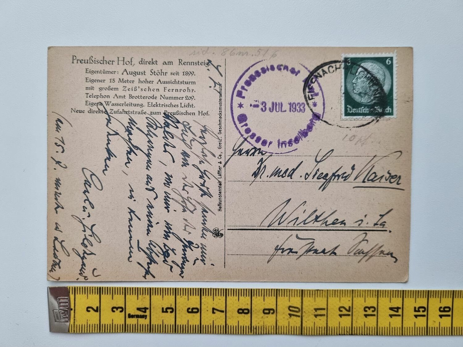 Äldre vykort Großer Inselberg, 916,5 m ü d. M. (Thüringer Wald)