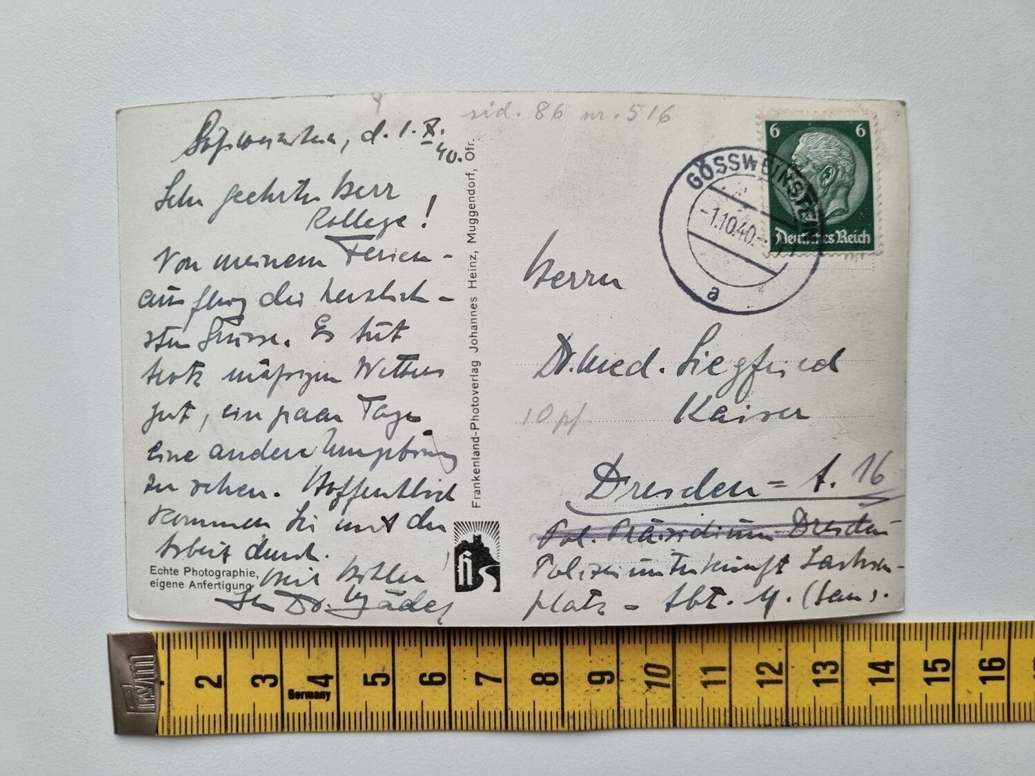 Äldre vykort Gössweinstein, Frank. Schweiz.