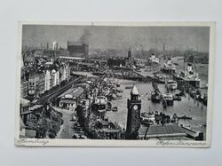 Äldre vykort Hamburg Hafen Panorama