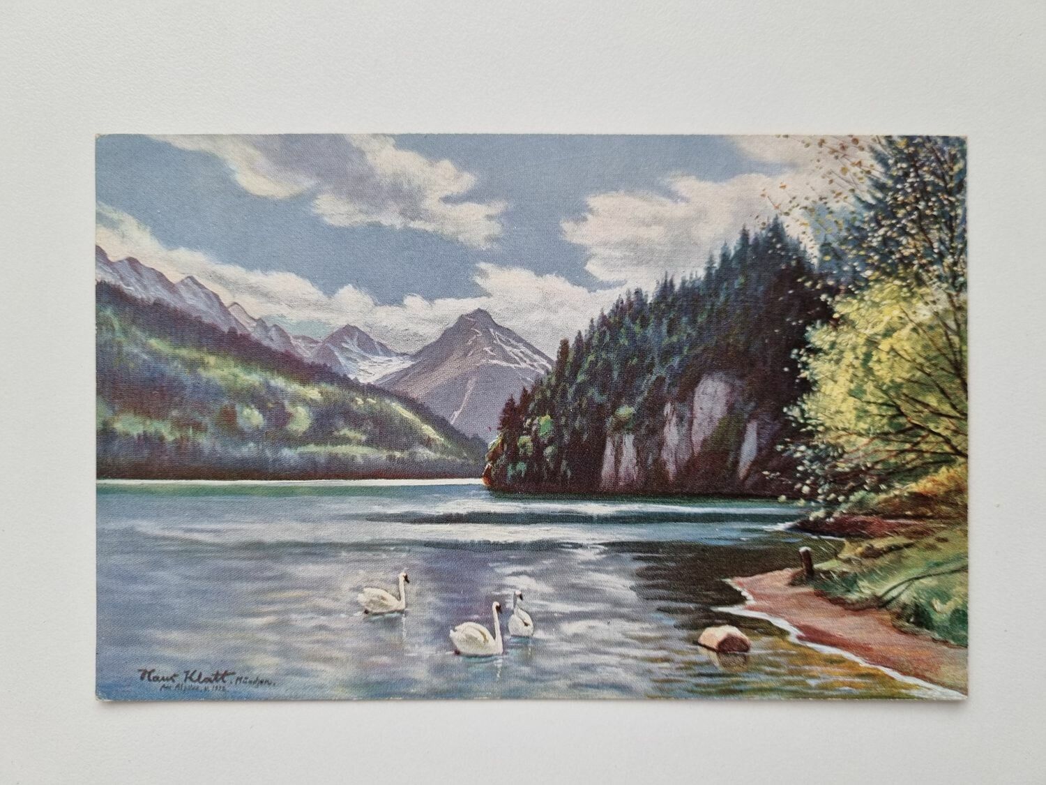 Äldre vykort Hans Klatt, pinx. Der Alpsee bel Füssen