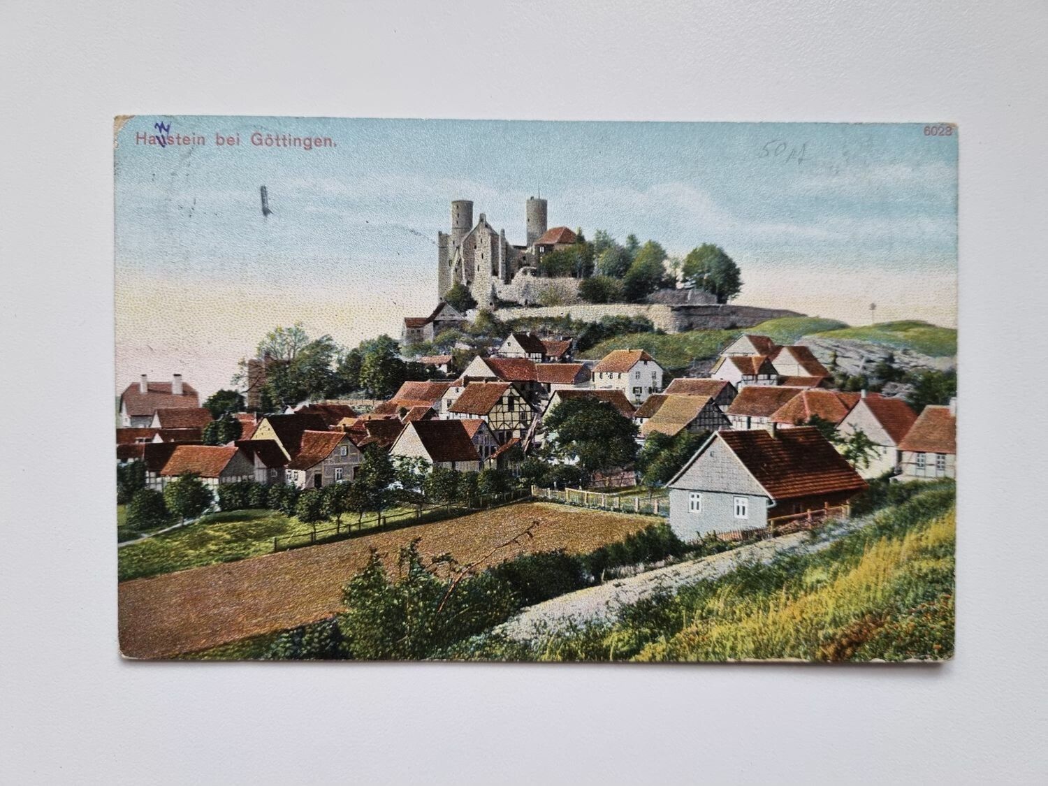 Äldre vykort Hanstein Castle, stämplat 1912