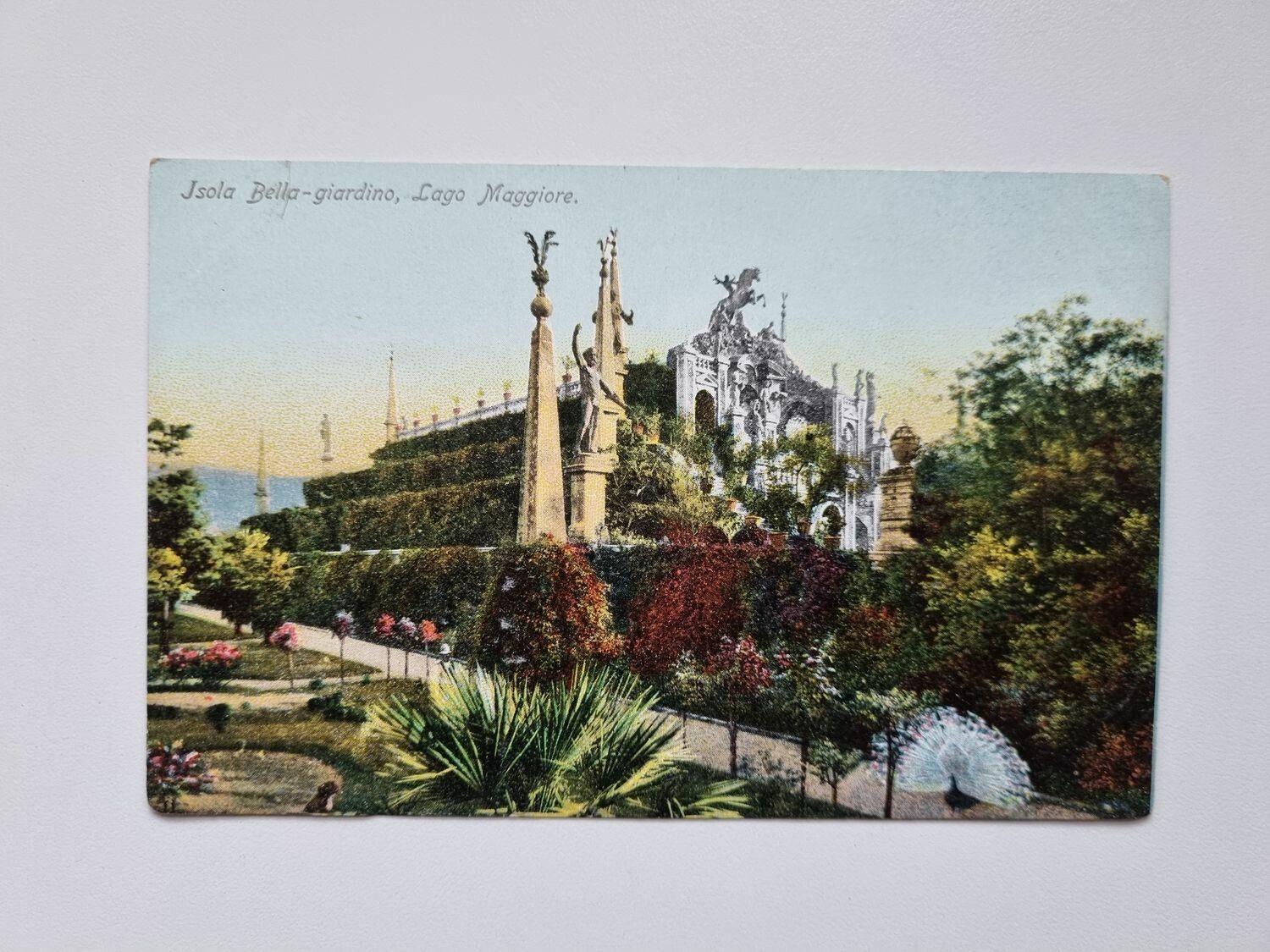 Äldre vykort Isola Bella-giardino, Lago Maggiore.