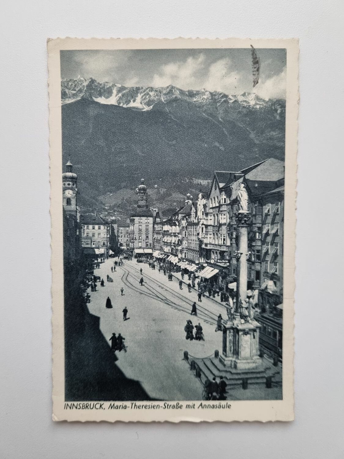 Äldre vykort INNSBRUCK, Maria-Theresien-Straße mit Annasäule