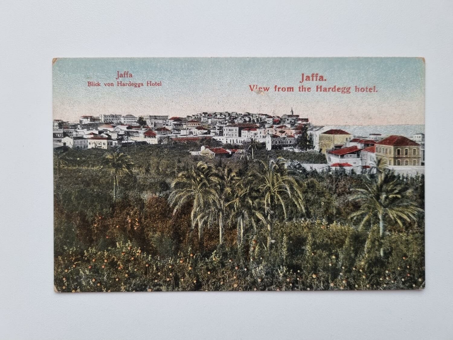 Äldre vykort Jaffa. View from the Hardegg hotel.