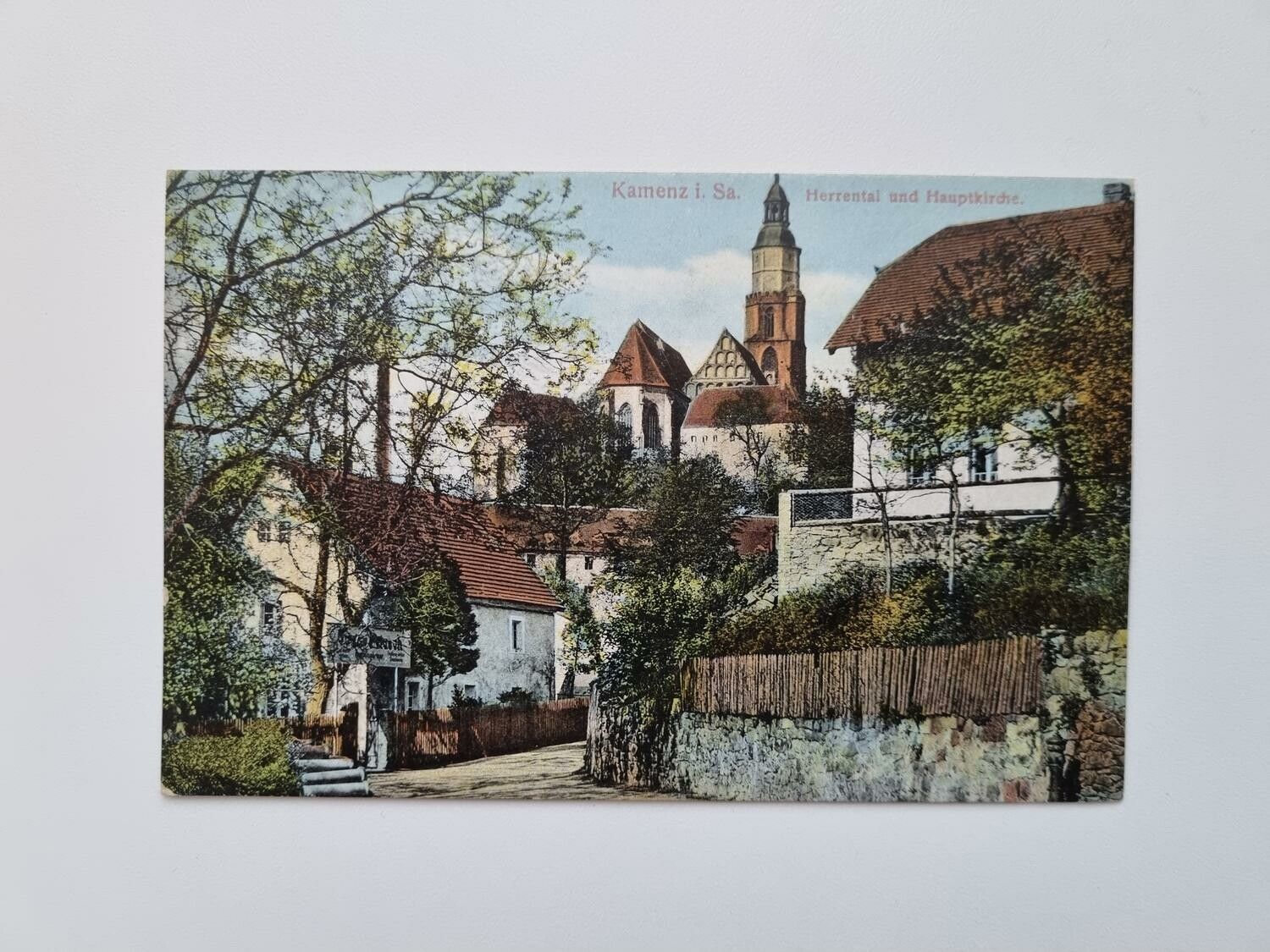 Äldre vykort Kamenz i, Sa. Herrental und Hauptkirche.