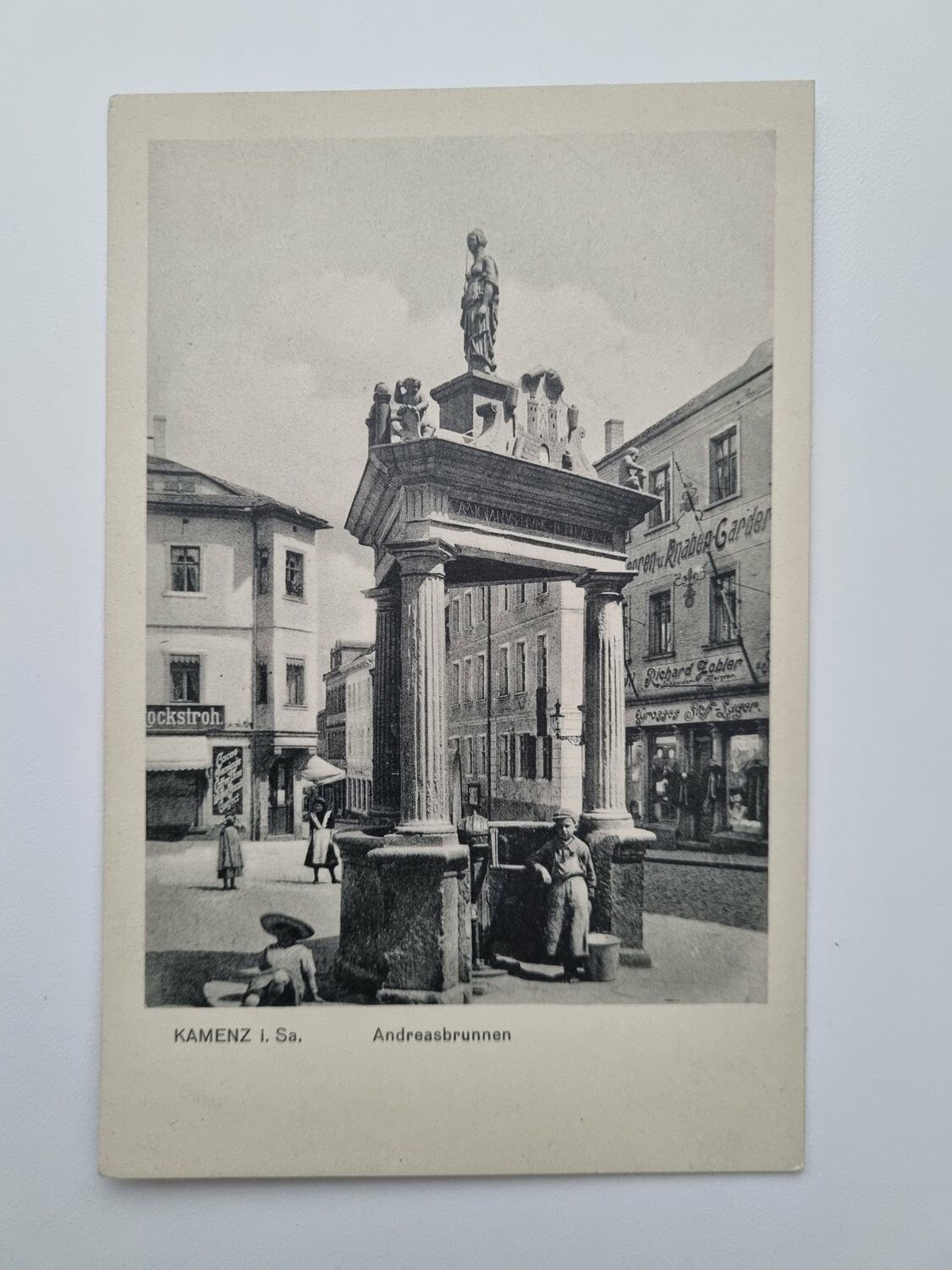 Äldre vykort KAMENZ I. Sa, Andreasbrunnen