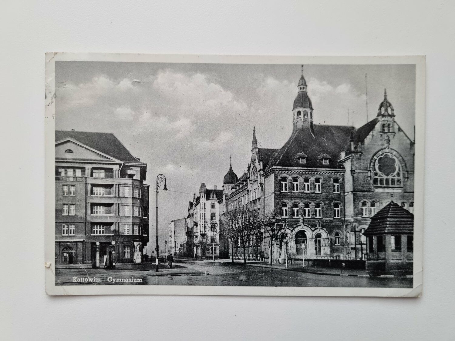 Äldre vykort Kattowitz. Gymnasium