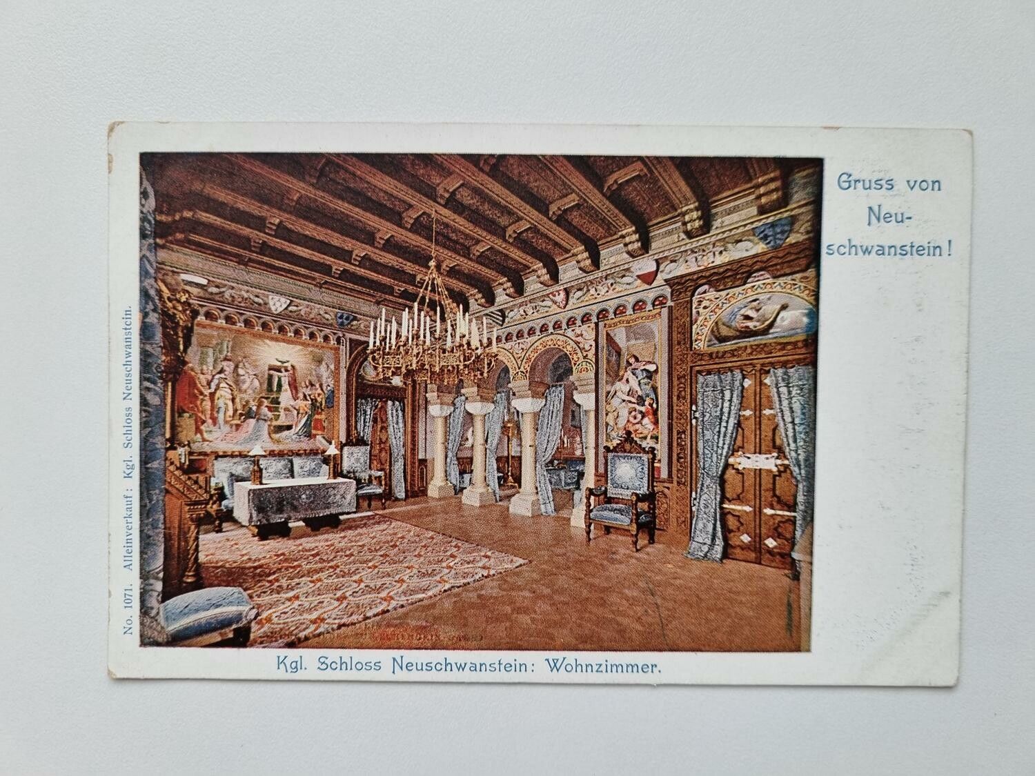 Äldre vykort Kgl. Schloss Neuschwanstein: Wohnzimmer