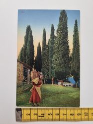 Äldre vykort Lago di Garda. Garda. Rocca con cipressi