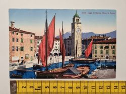 Äldre vykort Lago di Garda. Riva, il Porto
