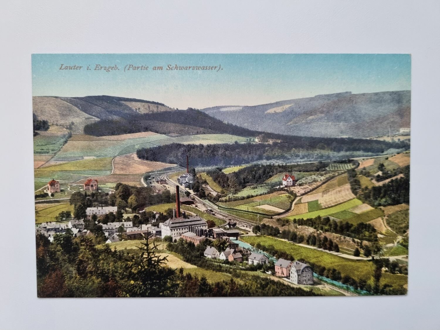 Äldre vykort Lauter i. Erzgeb. (Partie am Schwarzwasser).