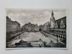 Äldre vykort Leipzig. Markt mit Altem Rathaus