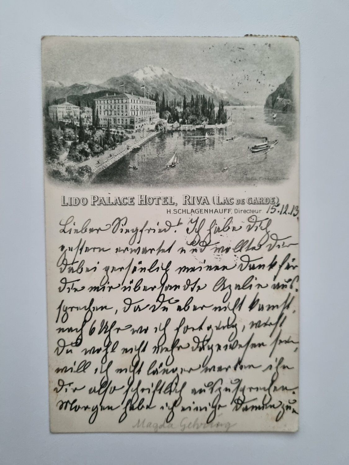 Äldre vykort LIDO PALACE HOTEL, RIVA (LAG DE GARDE)