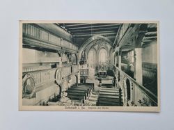 Äldre vykort Liebstadt i. Sa. Inneres der Kirche, år 1930