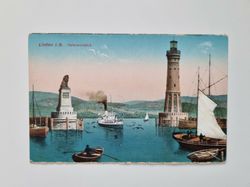 Äldre vykort Lindau i. B. Hafeneinfahrt