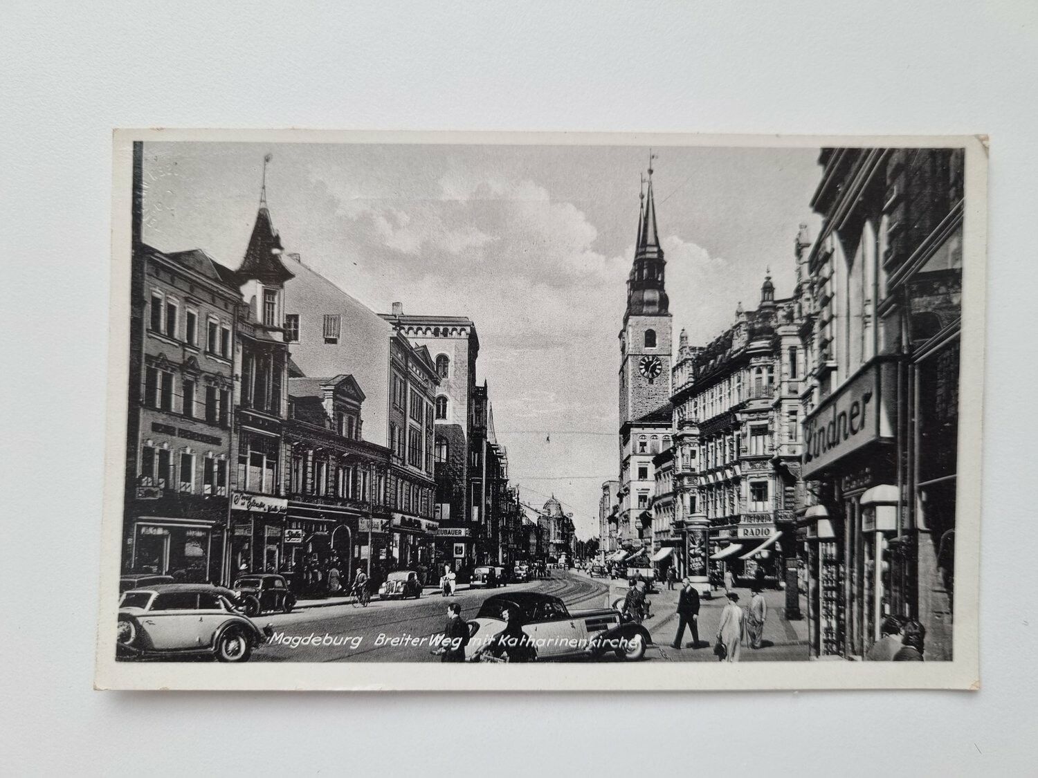 Äldre vykort Magdeburg Breiter Weg mit Katharinenkirche
