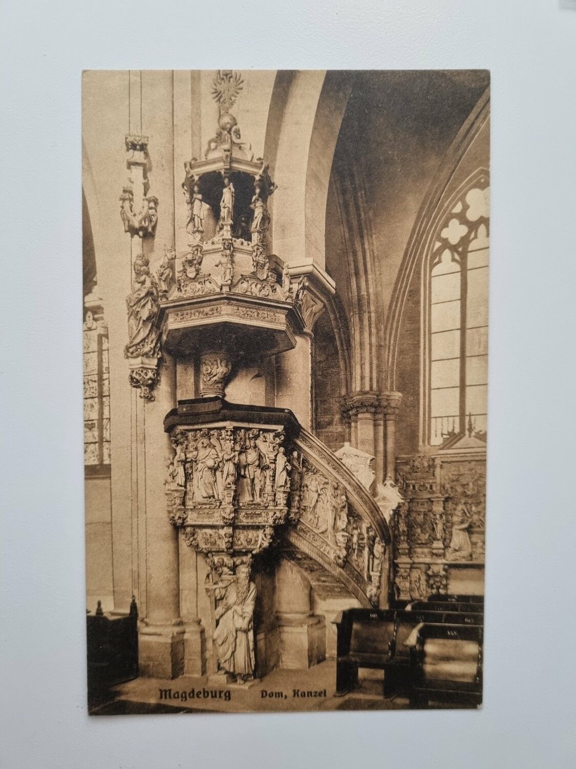 Äldre vykort Magdeburg Dom, Kanzel