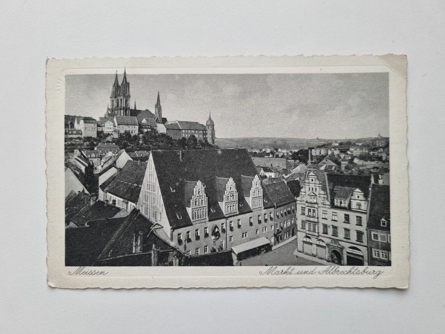 Äldre vykort Meissen Markt und Albrechtsbury