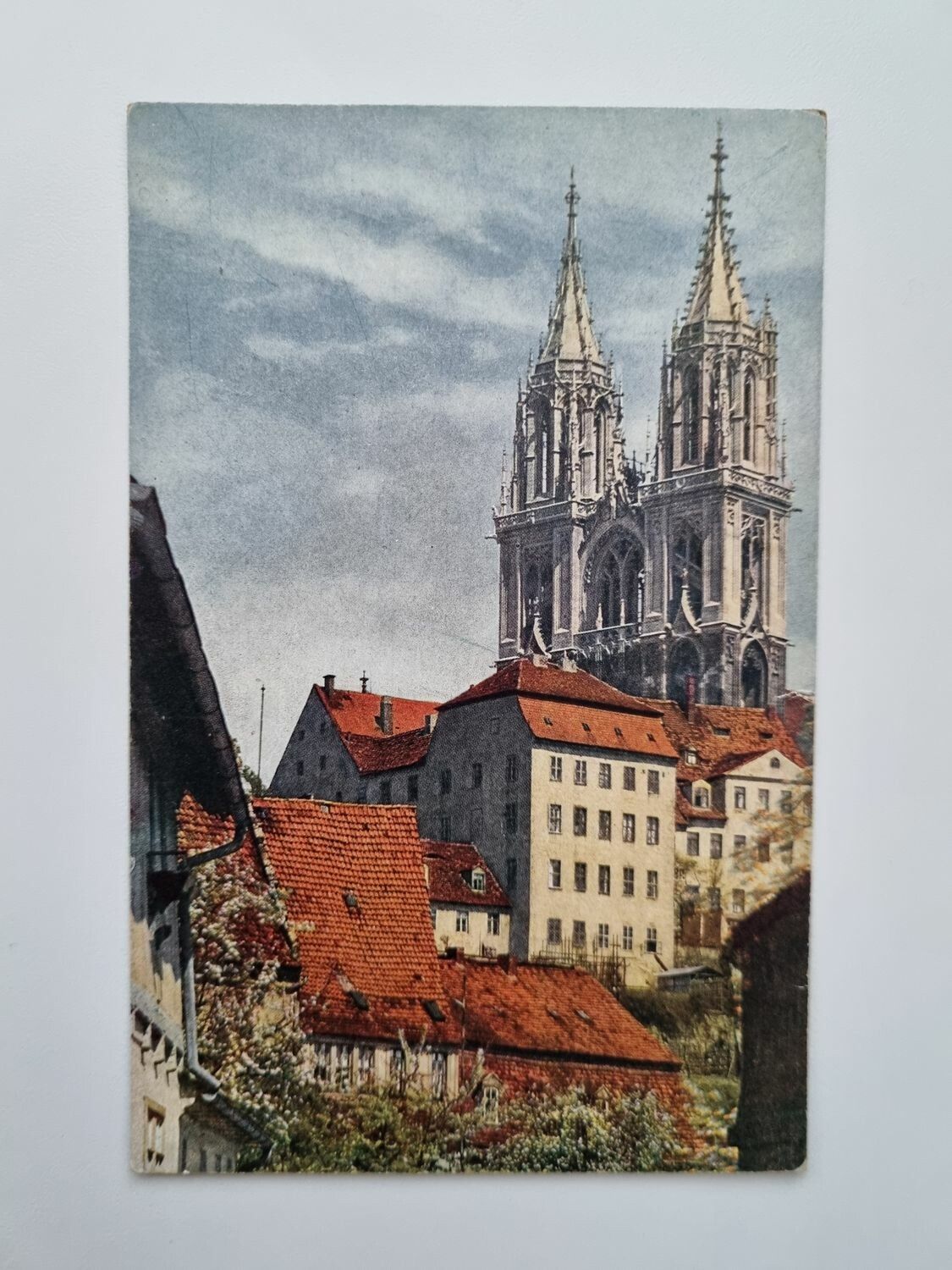 Äldre vykort Meissen. Westtürme des Domes