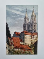 Äldre vykort Meissen. Westtürme des Domes