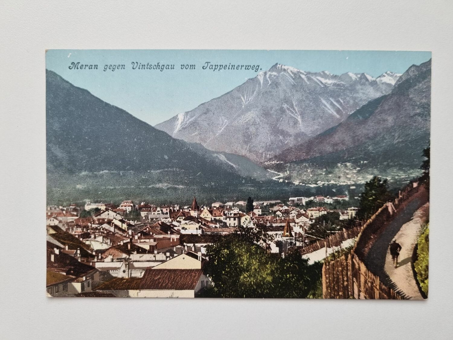 Äldre vykort Meran gegen Vintschgau vom Tappeinerweg
