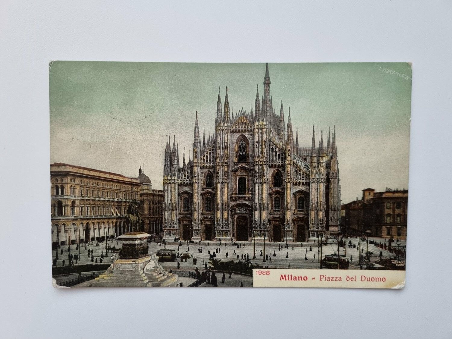 Äldre vykort Milano Piazza del Duomo