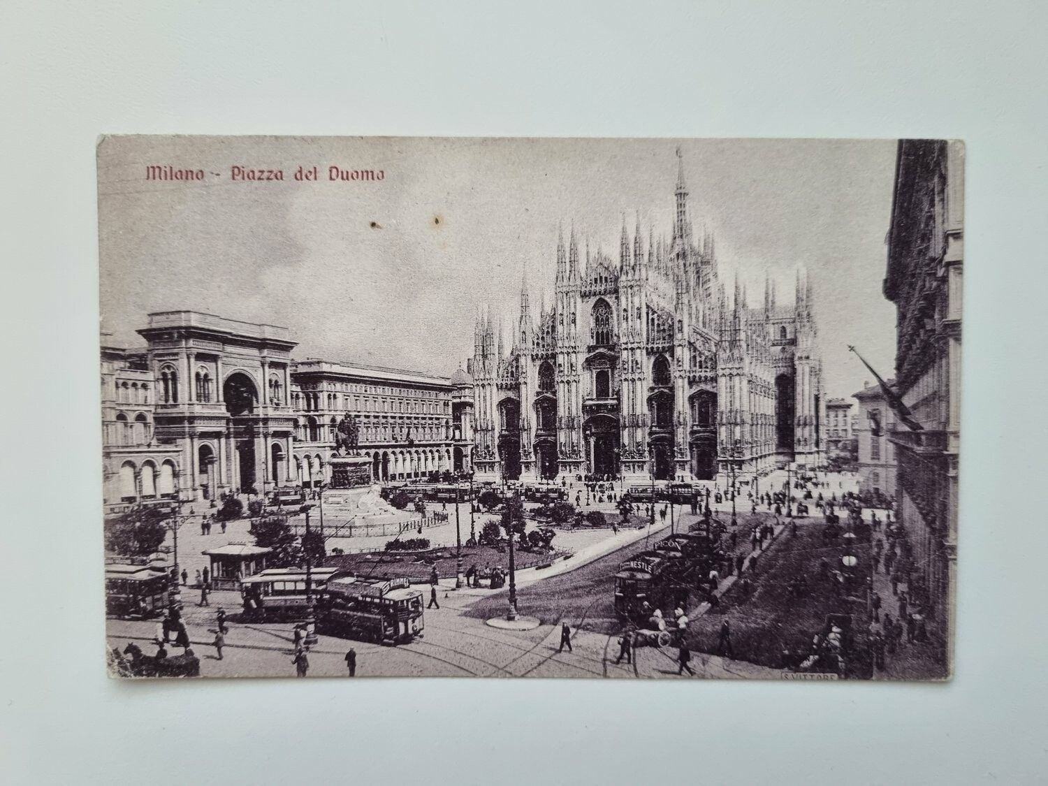 Äldre vykort Milano Piazza del Duomo