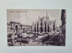 Äldre vykort Milano Piazza del Duomo