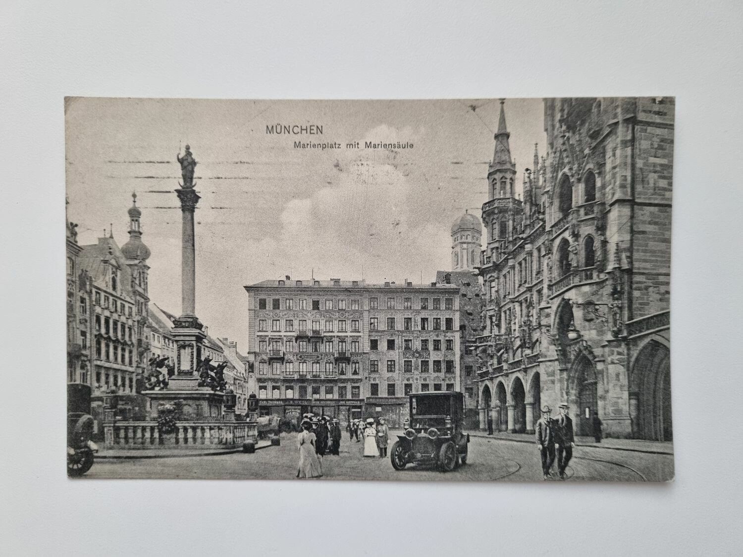 Äldre vykort MÜNCHEN Marienplatz mit Mariensäule