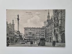 Äldre vykort MÜNCHEN Marienplatz mit Mariensäule