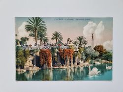 Äldre vykort NICE La Grotte. Nouveaux Jardins.