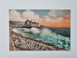 Äldre vykort NICE La Plage par un coup de mer.