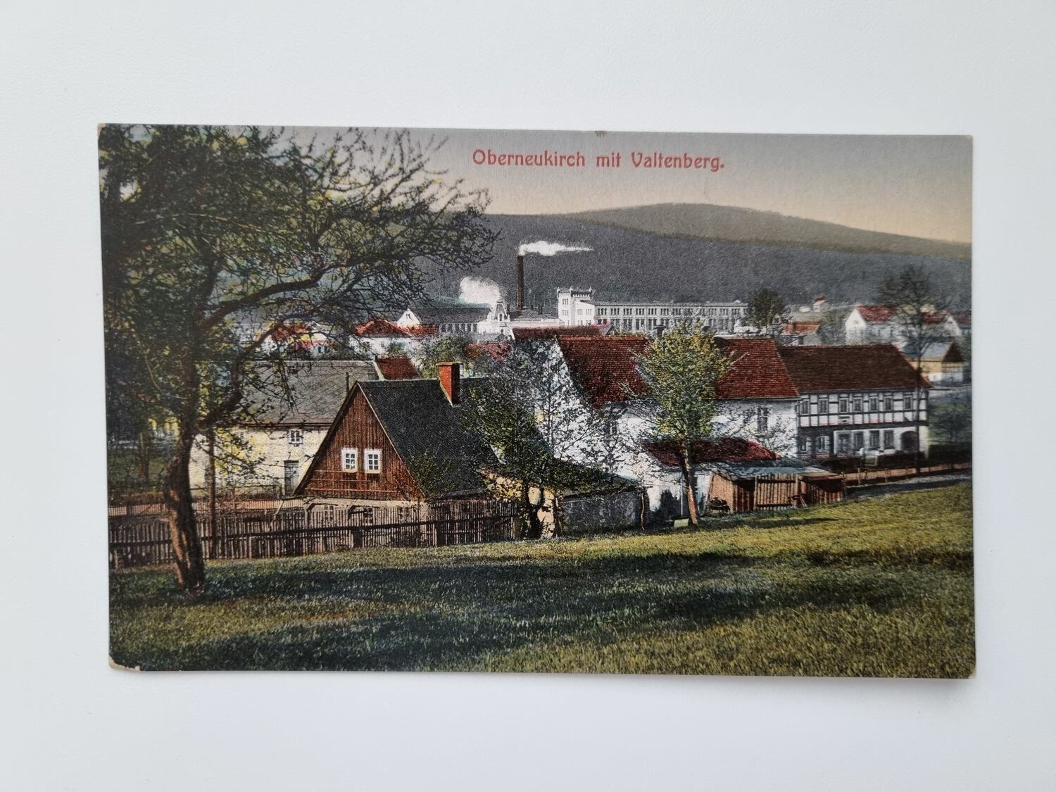 Äldre vykort Oberneukirch mit Valtenberg.
