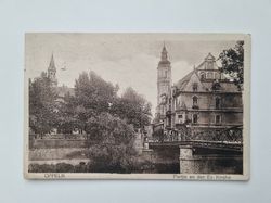 Äldre vykort OPPELN Partie an der Ev. Kirche