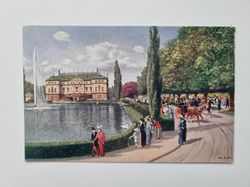 Äldre vykort Palais und Teich im Großen Garten Dresden