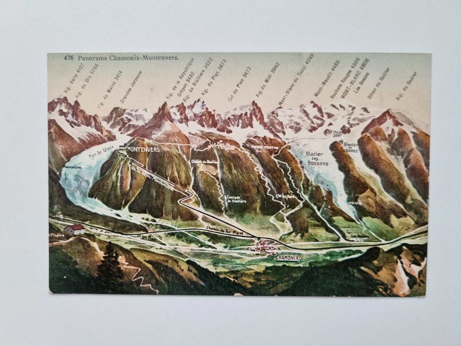 Äldre vykort Panorama Chamonix-Montenvers