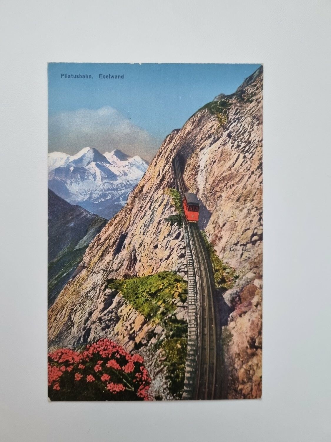 Äldre vykort Pilatusbahn. Eselwand, daterad 1925