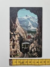 Äldre vykort Pilatusbahn. Tunnel mit Blick auf den Titlis.