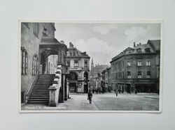Äldre vykort Plauen I. V. Rathausaufgang