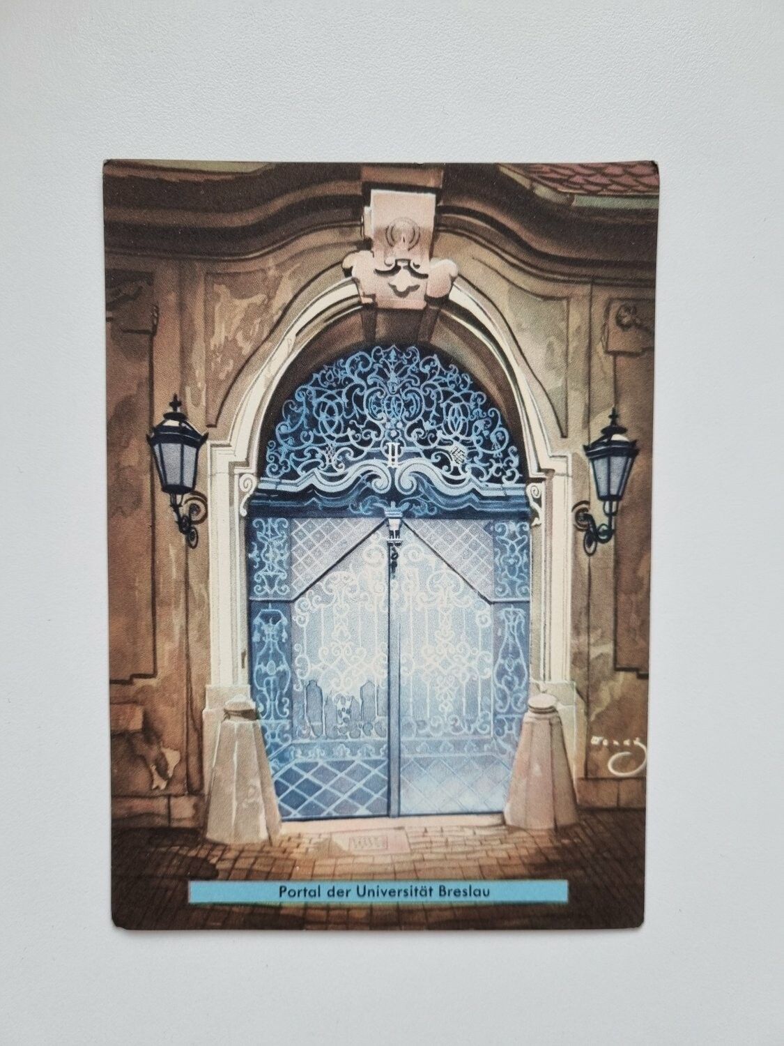 Äldre vykort Portal der Universität Breslau